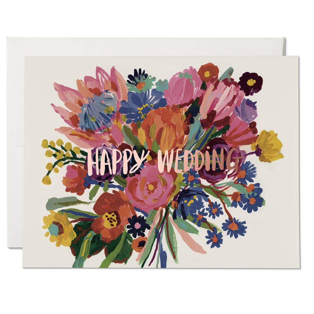 Happy Wedding Flowers Red Cap