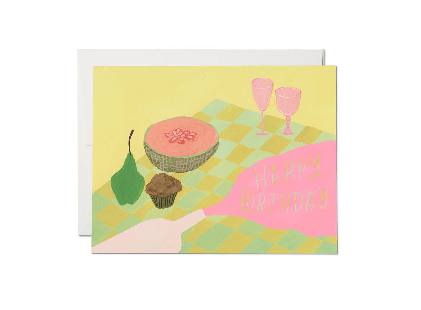 Happy Birthday Cantaloupe card Red Cap