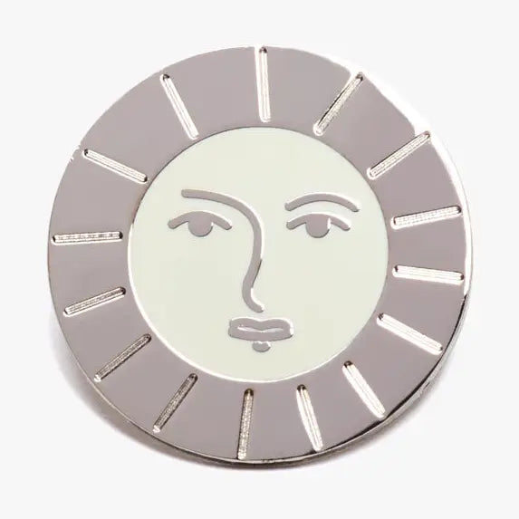 Artemis Celestial Moon Enamel Pin in Silver and Bone White