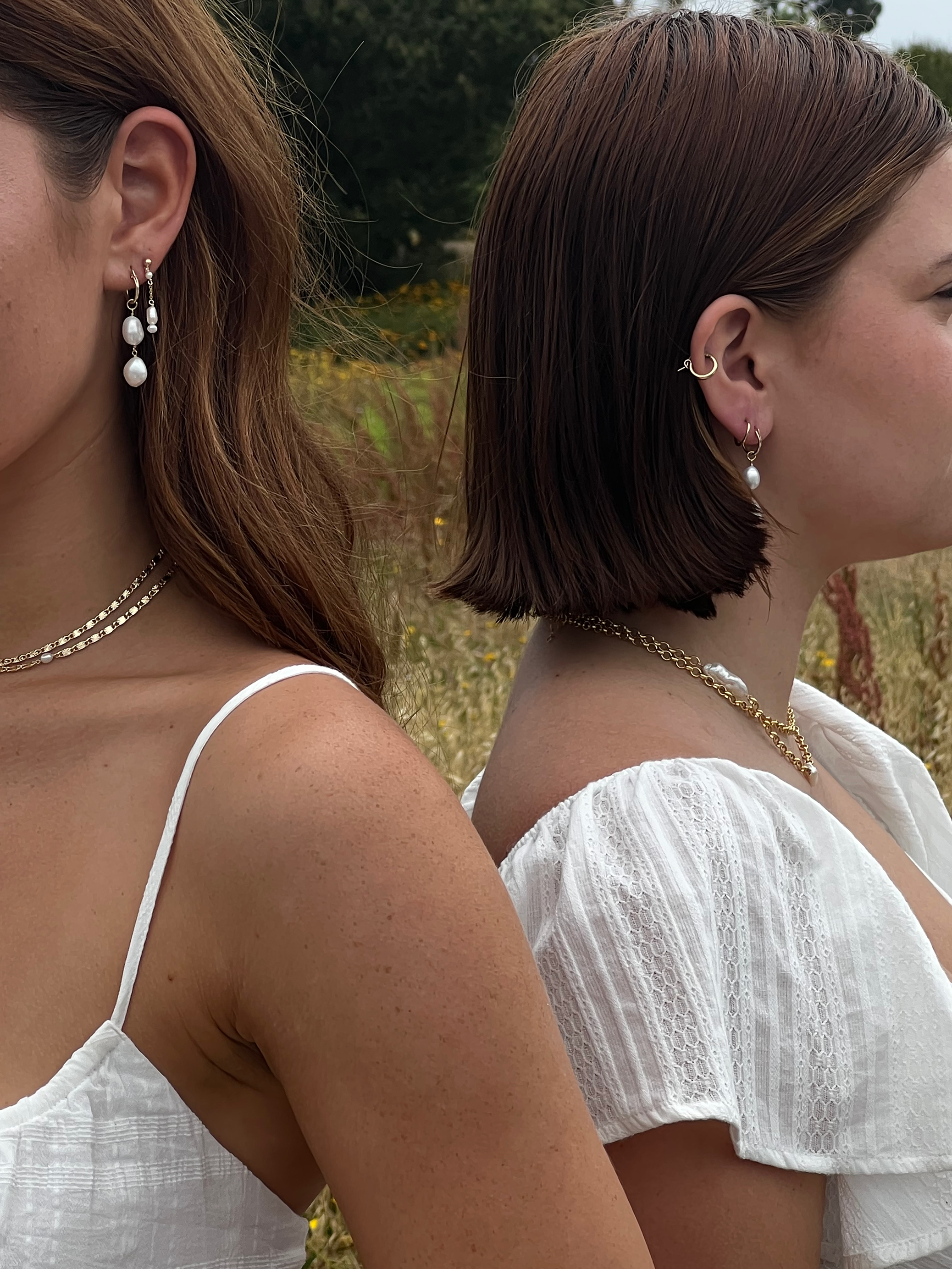 Gold Filled Double Pearl Hoops
