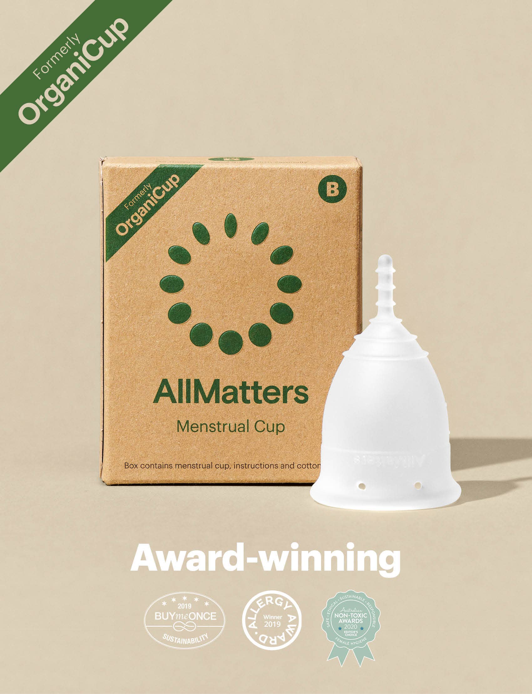 AllMatters Menstrual Cup Size B, (Formerly OrganiCup)
